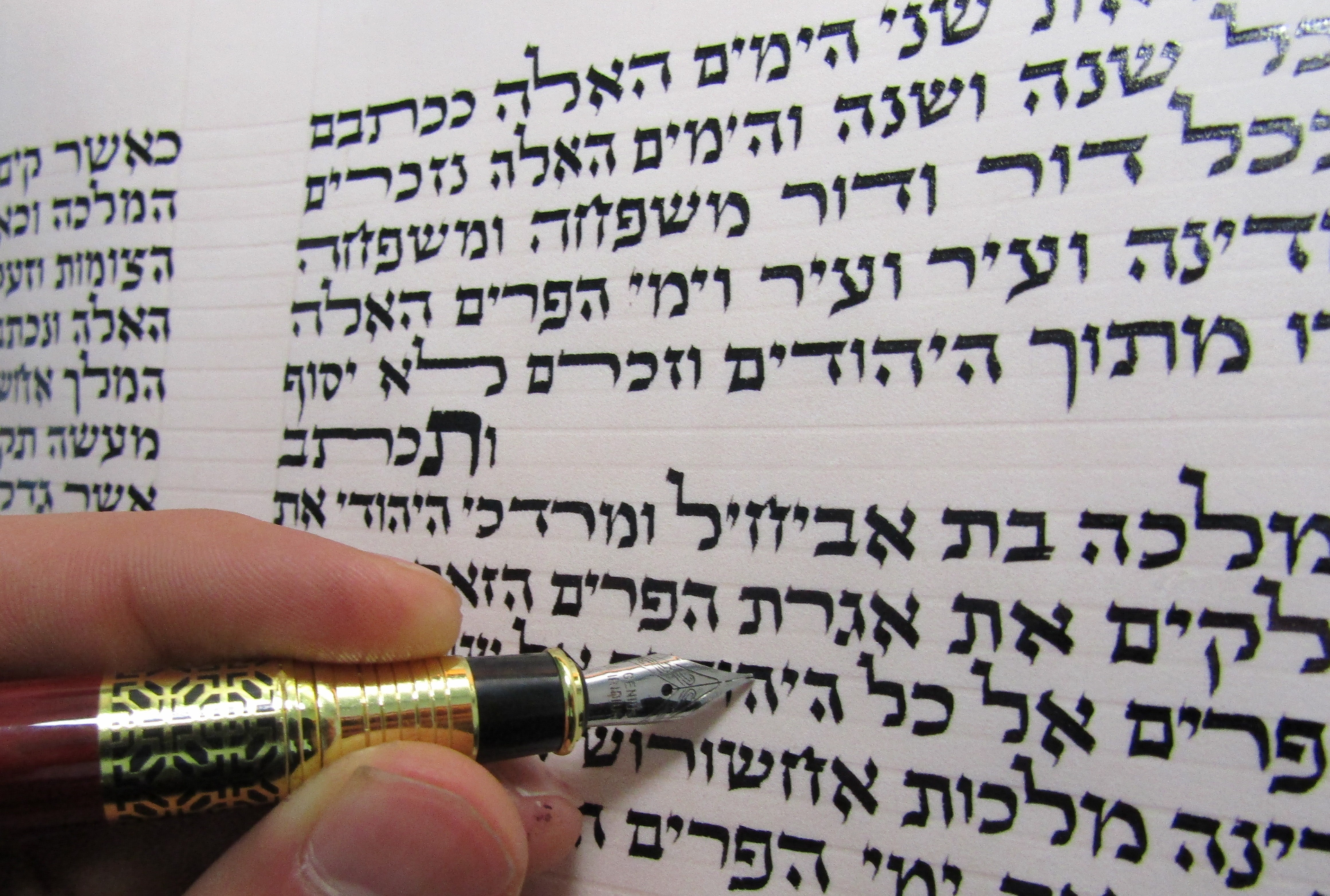 סופר סת״ם כותב על קלף עם קולמוס